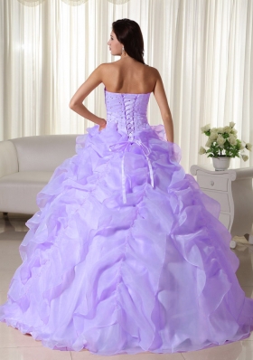 Perfect Lavender Puffy Strapless Ruffles and Beading Quinceanera Dresses for 2014