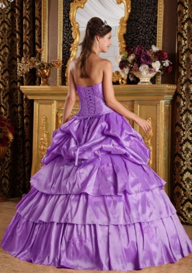 Perfect Lavender Strapless 2014 Beading Quinceanera Dresses with Pick-ups