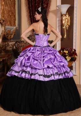 Pretty Lavender Puffy Strapless Appliques Quinceanera Dresses for 2014