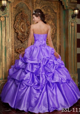 Puffy Sweetheart 2014 Lace Appliques Quinceanera Dress with Pick-ups