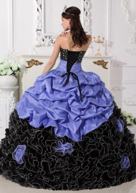 Puffy Sweetheart Beading and Rolling Flowers 2014 Quinceanera Dresses