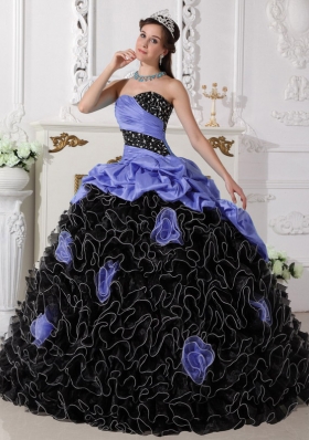 Puffy Sweetheart Beading and Rolling Flowers 2014 Quinceanera Dresses