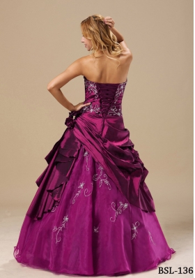 Strapless Embroidery and Hand Made Flowers Prom dress