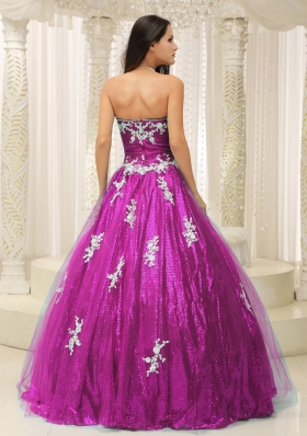 Wonderful A-line Pron Dress With Appliques Paillette Over Skirt Tulle