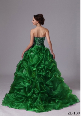 Appliques and Pick-ups Sweep Train Quinceanera Dresses For Custom Made