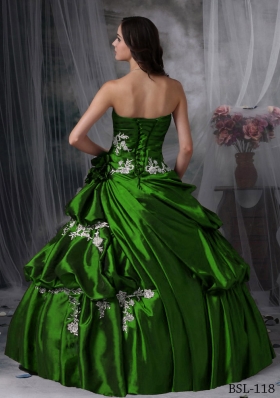 Puffy Strapless 2014 Spring Cheap Quinceanera Dresses Appliques