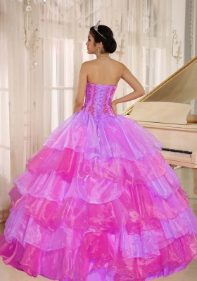 Ruffled Layers and Appliques Decorate Up Bodice For Multi Color Quinceanera Dress