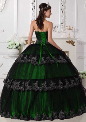 Cheap Appliques Strapless Puffy Quinceanera Dresses for 2014 Spring