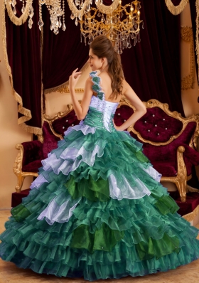 2014 Perfect Princess One Shoulder Quinceanera Dresses  with Ruffles