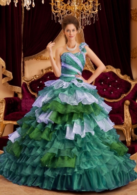 2014 Perfect Princess One Shoulder Quinceanera Dresses  with Ruffles
