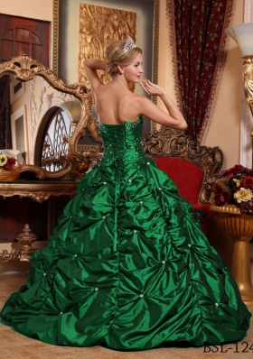 2014 Spring Green A-line Strapless Quinceanera Dresses with Beading