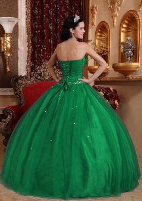 Dark Green Ball Gown Sweetheart 2014 Quinceanera Dresses with Beading