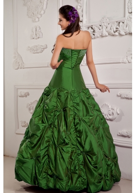 Green Princess Strapless Quinceanera Dress with Beading and Embroidery