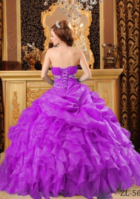 Popular Organza Full Length Quinceanera Dress with Beading And Ruffles