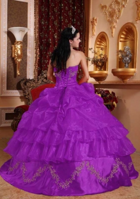 Strapless Organza Sweet 16 Dresses with Appliques and Pick-ups