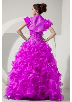 A-line / Princess Sweetheart Organza Sweet Sixteen Dresses with Beading and Ruffles