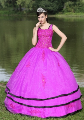 V-neck Appliques Decorate Quinceanera Dress with Detachable Sleeves