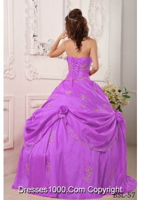 A-line Strapless Pick-ups and Appliques Quinceanera Dress