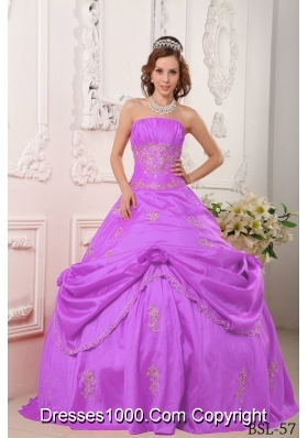 A-line Strapless Pick-ups and Appliques Quinceanera Dress