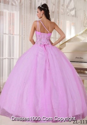 Ball Gown One Shoulder Beading Quinceanera Dress