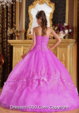 Ball Gown Strapless Appliques Organza Sweet Sixteen Dresses