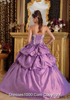 Ball Gown Strapless Appliques Taffeta Quinceanera Dress