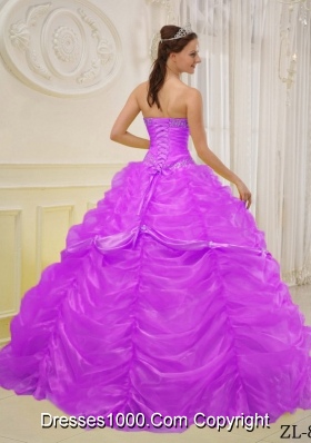 Ball Gown Sweetheart Beading Dresses For a Quinceanera with Ruffled Layers