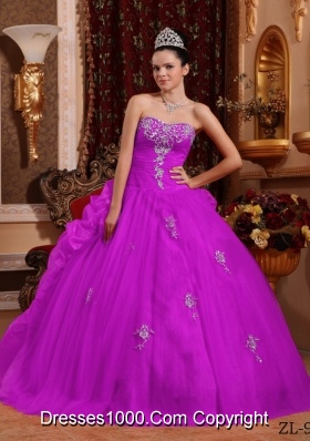 Elegant Sweetheart Organza Quinceanera Dress with Appliques and Pick-ups