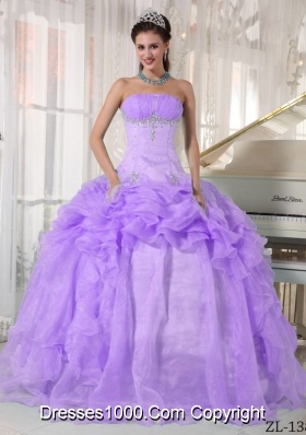Lavender Ball Gown Strapless Beading Quinceanera Gowns Dresses