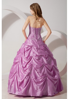 Lilac A-line Strapless Appliques and Pick-ups Sweet Sixteen Dresses