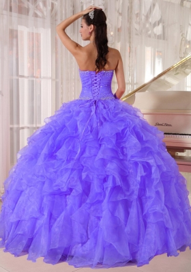 Luxurious Ball Gown Strapless Organza Sweet 15 Dresses with Beading and Ruffles