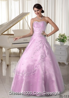 Organza Appliques With Beading Over Skirt Sweetheart Quinceanera Gowns