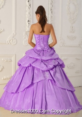 Princess Strapless Beading Lilac Quinceanera Dresses with Beading and Pick-ups