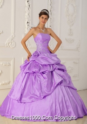 Princess Strapless Beading Lilac Quinceanera Dresses with Beading and Pick-ups