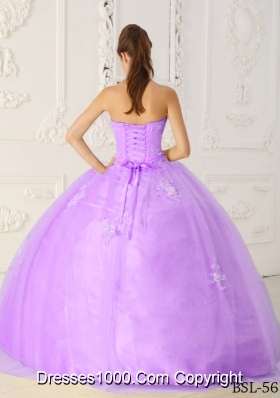 Purple Ball Gown Sweetheart Appliques Quinceanera Dress