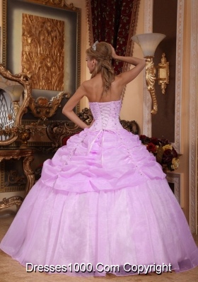 Strapless Organza Baby Pink Quinceanera Gowns with Pick-ups