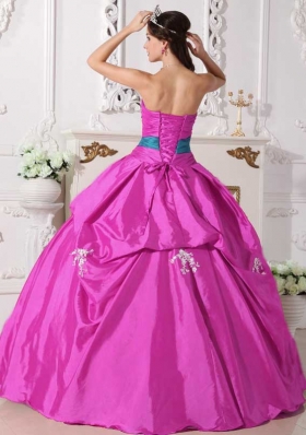 Strapless Taffeta Beading and Appliques Quinceanera Dress for Clearance