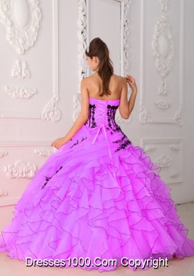 Sweet Ball Gown Strapless Appliques and Ruffles Dresses For a Quinceanera