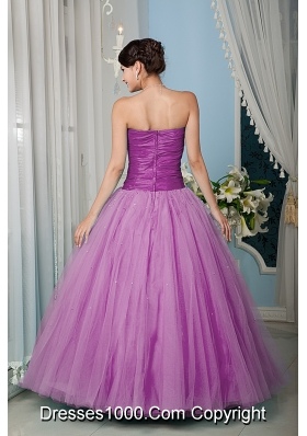 A-line Sweetheart Tulle Beaded Decorate Quinceanera Dress in Lilac