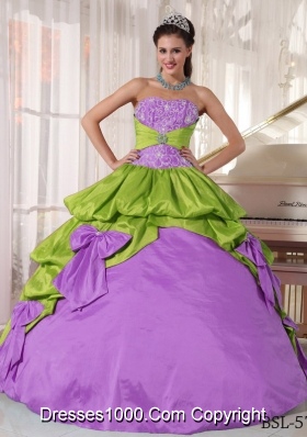 Ball Gown Strapless Appliques Quinceanera Dress with Bows