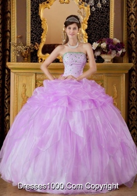 Ball Gown Strapless Beading and Pick-ups Quinceanera Gowns Dresses