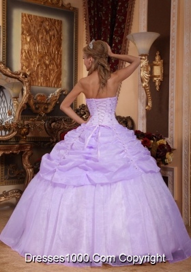 Ball Gown Strapless Organza Quinceanera Gowns with Pick-ups