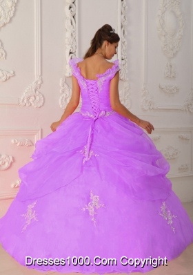 Lavender and Black Princess Strapless Organza Sweet Sixteen Dresses with Ruffles and Appliques