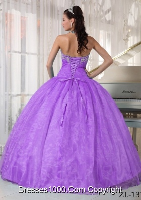 Lavender Ball Gown Sweetheart Dresses For a Quinceanera with Appliques