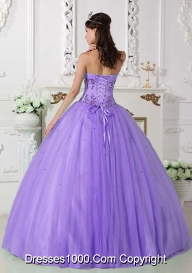 Lilac Ball Gown Sweetheart Quinceneara Dresses with Beading