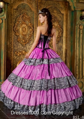 Luxurious Lilac Sweetheart Zebra Sweet 16 Dresses with Layers