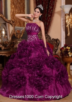 New Style Strapless Organza Appliques and Ruffles Quincenera Dresses