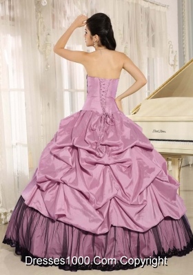 Pick-ups and Lace Appliques Taffeta Quinceanera Dress for 2014 Spring