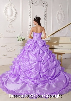 Strapless Chapel Train Beading Quinceanera Dress with Pick-ups and Beading