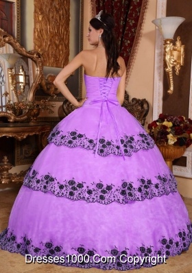 Strapless Organza Lace Appliques for Lilac Quinceanera Gowns